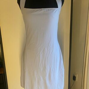 Classic Lined Baby Blue Mini Dress with Halter Neck